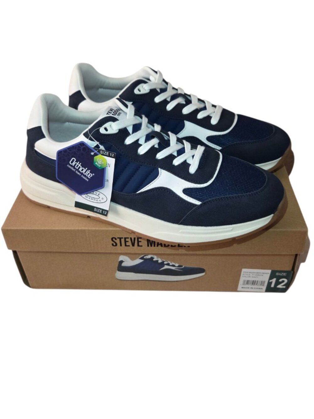 Steve Madden Men's P-Varick Casual Sneaker Navy Size 12